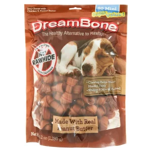 DreamBone Peanut Butter Flavored Rawhide-Free Dog Chews, Mini, 45.2 Oz. (80 Count)