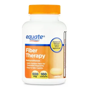 Equate Fiber Therapy Methylcellulose Caplets, 500 mg, 100 Count