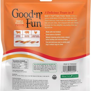 Good N Fun Triple Flavored Rawhide Twists Dry Chews For Dogs, 17.2 oz. (70 Treats)