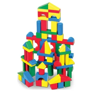 Melissa & Doug Wooden Building Blocks Set – 100 Blocks in 4 Colors and 9 Shapes – FSC-Certified Materials