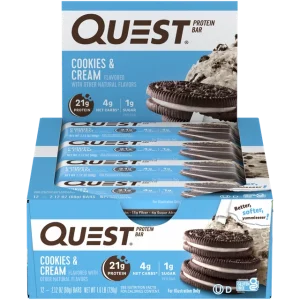 Quest Protein Bar, Gluten-Free, 21g Protein, Cookies & Cream, 12 Count