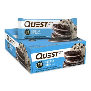 Quest Protein Bar, Gluten-Free, 21g Protein, Cookies & Cream, 12 Count